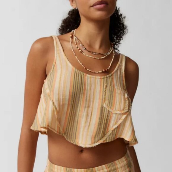 NWT UO Out From Under Cabot Orange Striped Lounge Crop Cami - Picture 1 of 10